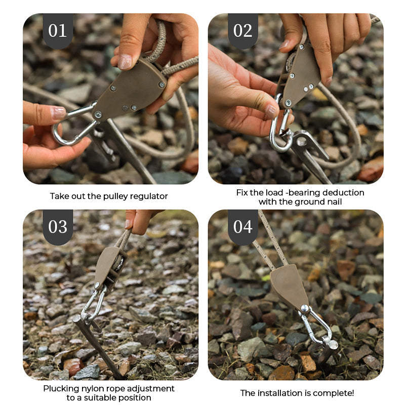 Knot-Free Pulley Tent Guy Rope Kit